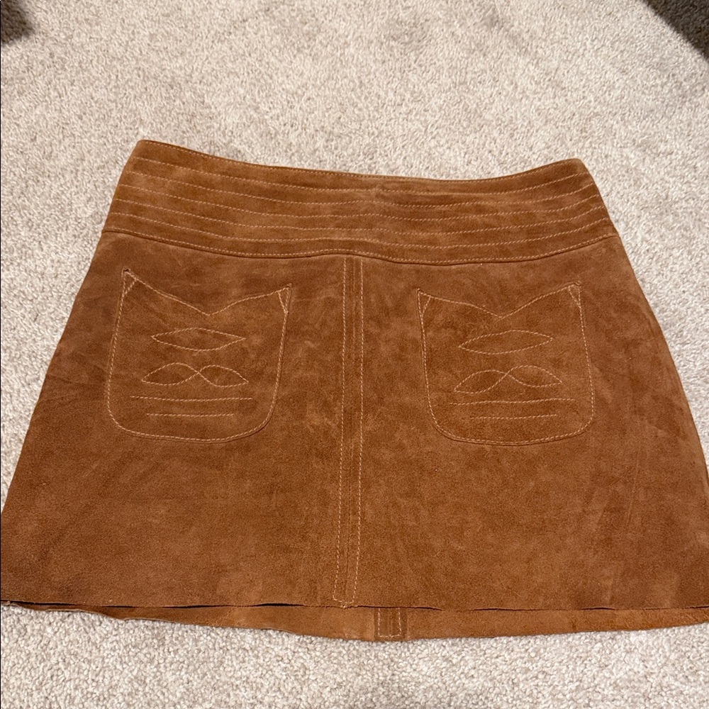 Brown Suede Mini Skirt